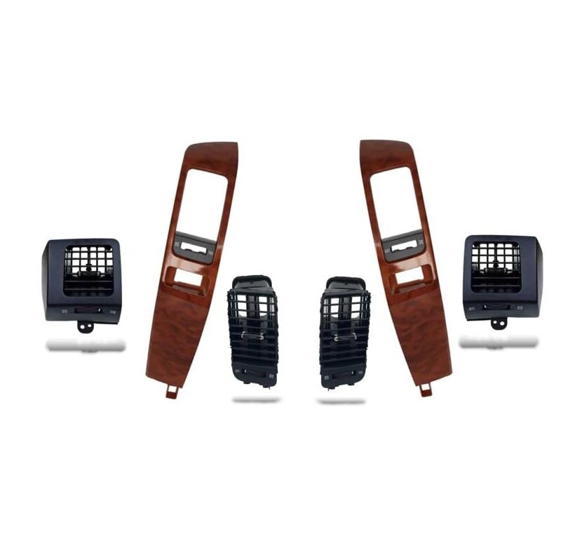 طقم تزيين ريش مكيف وسط وأطراف جانبية باللون الأسود مع إطار خشبي لريش المكيف الوسط لسيارة برادو 2003-2009