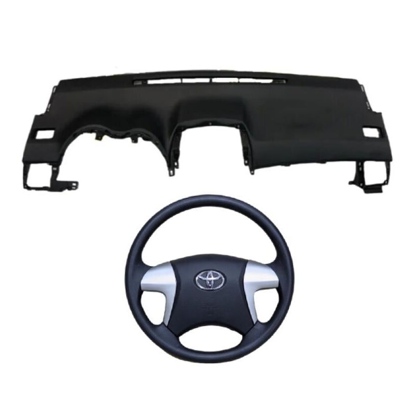 مجموعة غلاف طبلون داخلي مع مجموعة طارة دركسون وغطاء ايرباك لسيارة كورولا 2008-2013 باللون الأسود