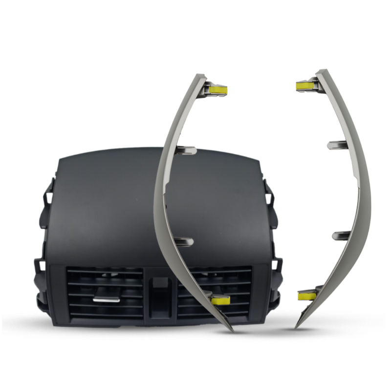 طقم تزيين مكيف باللون الأسود وزخرفة جانبية فضية لسيارة كورولا من 2008 إلى 2013